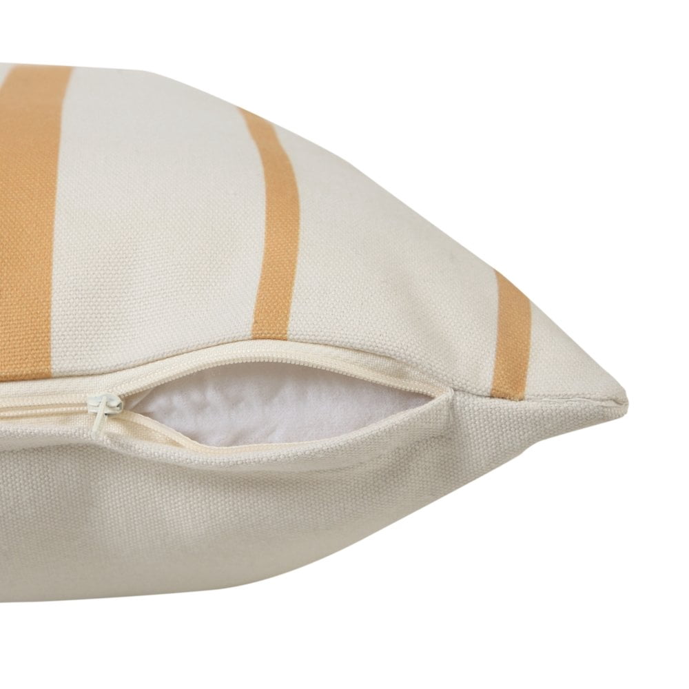LR Home Ox Bay Hand-Woven Yellow/White Stripe Recycled P.E.T Yarn Pillow Cover