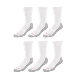 Wrangler Men's Cushion Crew Work Socks, 6-Pack, White