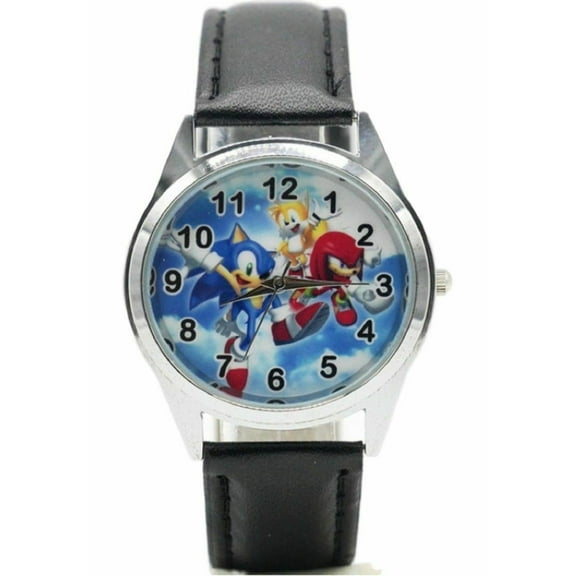 Sonic The Hedgehog and Friends by Mainstreet Classics Unisex Stainless Steel Wristwatch, Black