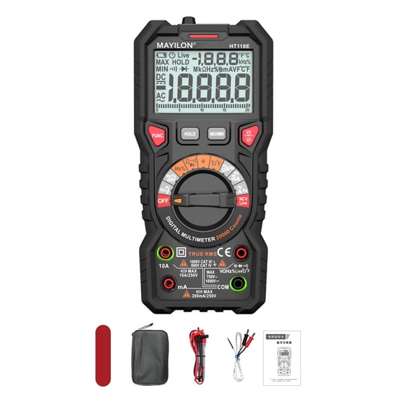 MAYILON Multimètre Numérique Intelligent Professionnel Tension Courant Résistance Fréquence Capacité Diode Température Vrai RMS Capacité NCV