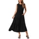 thumbnail image 1 of Vestidos de verano sin mangas para mujer INSPIRE CHIC, vestido midi fluido con capas y bolsillos, color negro, 1 of 6