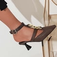 thumbnail image 4 of Sandalias de punta estrecha informales con correas en los tobillos a la moda de verano para mujer, zapatos de tacón alto con cadena Wmkox8yii  hfjk3333, 4 of 5