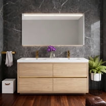 72" Bathroom Vanity Double Sink with Stone Resin Countertop, Freestanding Bathroom Vanity with Soft-Close Drawers Large Bathroom Storage Cabinet Modern White