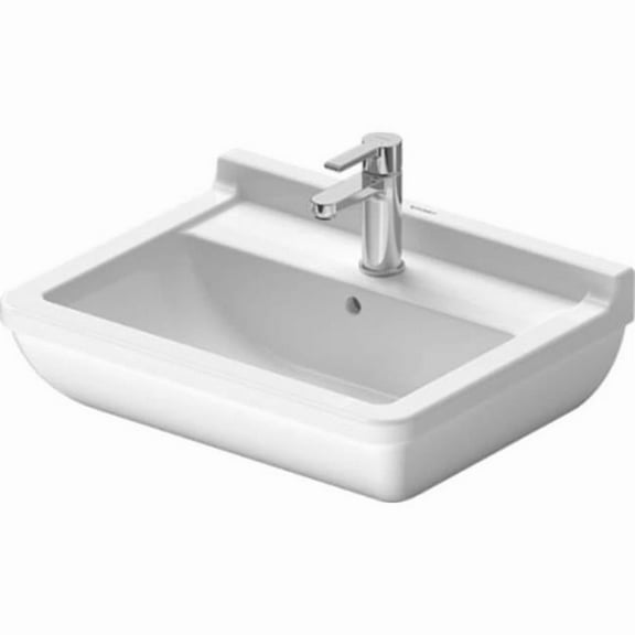 300550000 Starck 3 Ceramic 21-5/8" Bathroom Sink for Wall Mounted or Pedestal Installations with Single Faucet Hole and Overflow