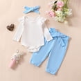 thumbnail image 2 of Xudanell Baby Boy Clothes 3 6 12 18 Months Ribbed Knitted Long Sleeve Romper and Pants Sets Newborn Fall Splicing Color Outfits(Sky Blue, 3-6 Months), 2 of 6