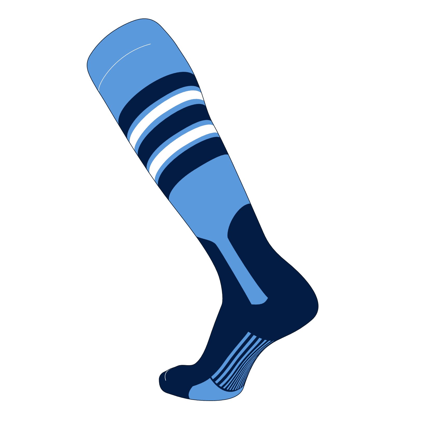 TCK Elite Baseball Knee High Stirrup Socks F, 7in Baby Blue White Navy 