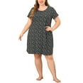 thumbnail image 5 of Unique Bargains Women's Plus Nightgown Pattern Short Sleeve Round Neck Sleepwear, 5 of 7