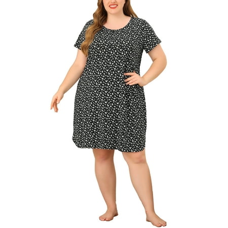 

Agnes Orinda Women s Plus Nightgown Stretch Pattern Short Sleeve Round Neck Sleepwear