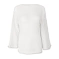 thumbnail image 6 of Women's Mesh Long Sleeve Tops Boat Neck See Through Lightweight Crochet Knit Sweater Style, 6 of 10