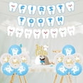 thumbnail image 5 of First Tooth Theme Party Decorations Blue Dental Theme Party Decorations First Tooth Banner Teeth Theme Banner Garland Cake and Cupcake Toppers for Boys First Tooth Party Decor Supplies, 5 of 7