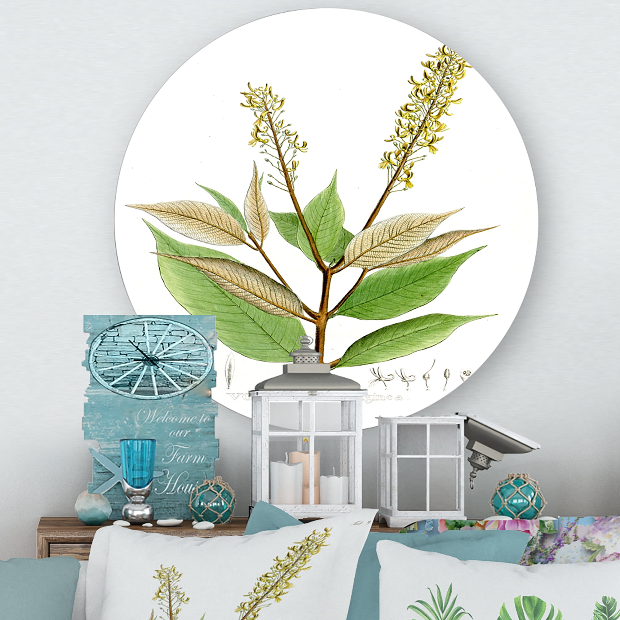 Designart 'Ancient Brazilian Plant V' Traditional Circle Metal Wall Art 23x23 - Disc of 23