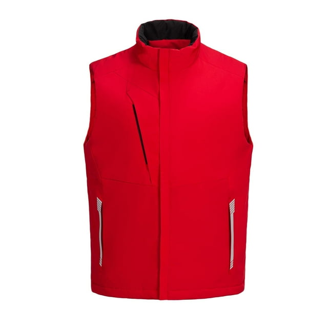 Puntoco Chaqueta Ajustada Con Múltiples Bolsillos Y Cuello Alto De Color Sólido Para Hombre, Chaquetas Casuales Sin Capucha Y Sin Mangas