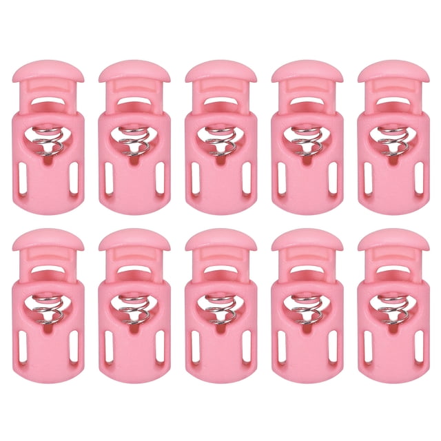 Unique Bargains 30Pack 5.5x3mm Cord Lock Plastic Single Hole Spring Toggle Stoppers, Pink