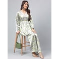 thumbnail image 4 of Janasya Women's Sage Green Satin Digital Floral Printed Pant Set, 4 of 9