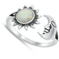thumbnail image 4 of CHOOSE YOUR COLOR Sun & Moon White Simulated Opal Ring .925 Sterling Silver Band CZ Female Size 8, 4 of 4