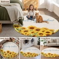 thumbnail image 5 of Yellow Sunflowers Round Area Rug 3.3Ft Washable Circle Rugs for Dining Room Table, Summer Floral Elegant Pastoral Botanical Non-Slip Carpet Floor Mats Indoor Outdoor Carpet Runner Home Decor, 5 of 8