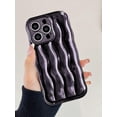 thumbnail image 4 of iPhone 14 Pro Max Case - Wavy Edge Water Ripple Pattern Design, Cute Wave Curly Frame Shape, Soft Flexible TPU Shockproof Full-Body Protective Cover for Women Girls - Shiny Black, 4 of 16