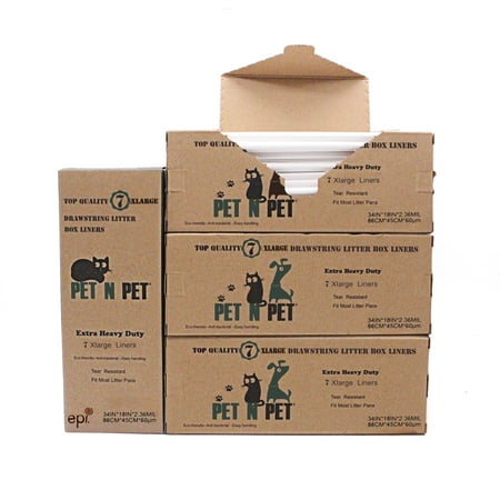 PET N PET Cat Litter Box Liners Drawstring Litter Liner Bag Extra Large Size Pan Liners 28 Counts