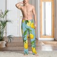thumbnail image 5 of Uemuo Lemon Pattern Men's Wide Leg Palazzo Lounge Pants with Pockets Light Weight Loose Comfy Casual Pajama Pants-Large, 5 of 9