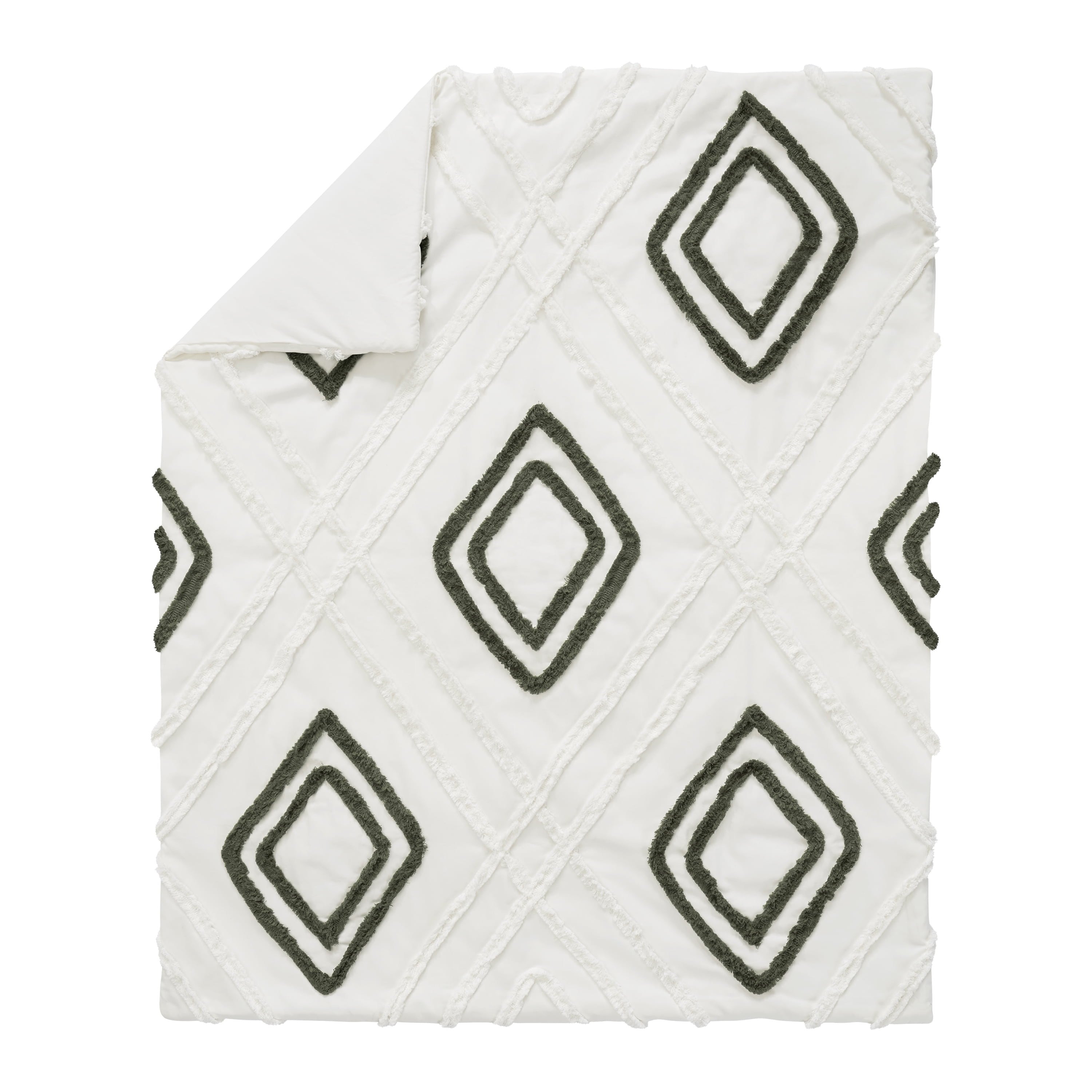 Sweet Jojo Designs Diamond Tuft Hunter Green Boy, Girl, Unisex/Gender Neutral Crib Bedding + BreathableBaby Breathable Mesh Liner
