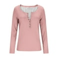 thumbnail image 4 of FDGIU ‌‌‌‌Women’s Long Sleeve Ribbed Henley Top - Slim Fit Button Down Blouse for Casual Outfits & Layering, 4 of 7