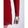 thumbnail image 6 of iixpin Womens One Shoulder Rhinestones Bodysuit Dress Asymmetric Modern Lyrical Dance Costume Burgundy XXL, 6 of 7