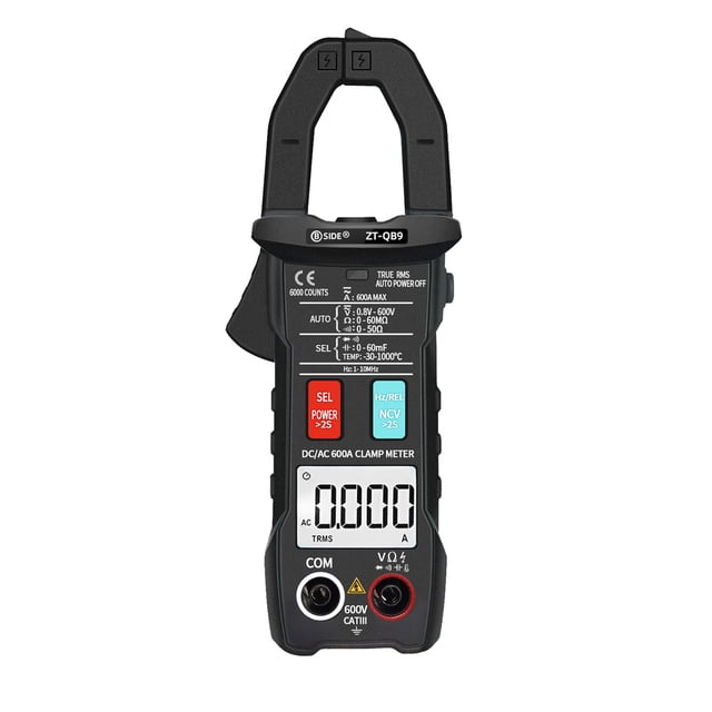 Amdohai BSIDE 6000 Counts Digital Clamp Meter True RMS Multimeter Clamp Ammeter AC DC Voltage Current Meter NCV Test Universal Meter Tester Current Clamp Tester -30~1000℃ Temperature Resistance Capa