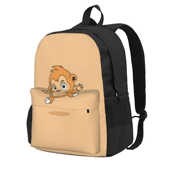 XMXY Orange Cute Little Monster Backpack Laptop Bag for Women, School Bookbag Lightweight Backpack for Travel Casual Work Backpack Black