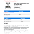 thumbnail image 2 of Brake Pad Set - Compatible with 2010 - 2012 INFINITI EX35 2011, 2 of 2