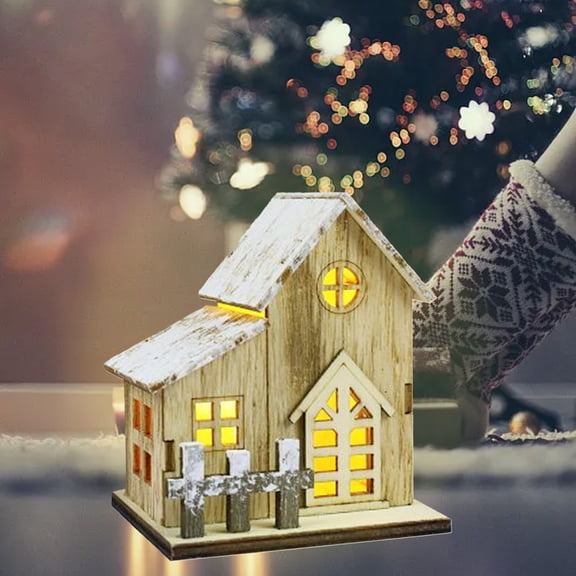 AZXY Christmas Village Figurines Under $10,Christmas Tabletop Decor with Led Lights Battery,Christmas Table Decorations Indoor Lighted,Plastic House Ornaments for Xmas Party Home Decor