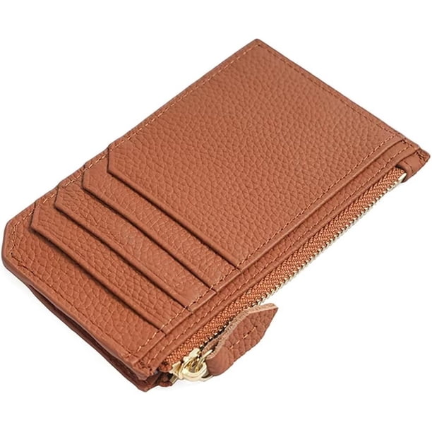 LHSHID Small Wallet for Women Minimalist Pebbled Leather Card Holder Slim RFID Blocking Keychain Wallet with Zipper Pocket