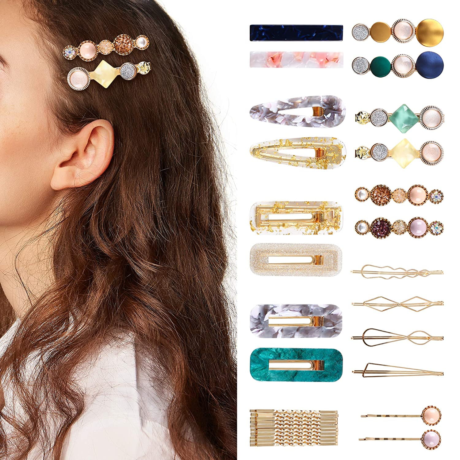 Lady Girl's Snap Pearl Hair Clips Slide Pins Grip Barrette Hair Pin Accessories 