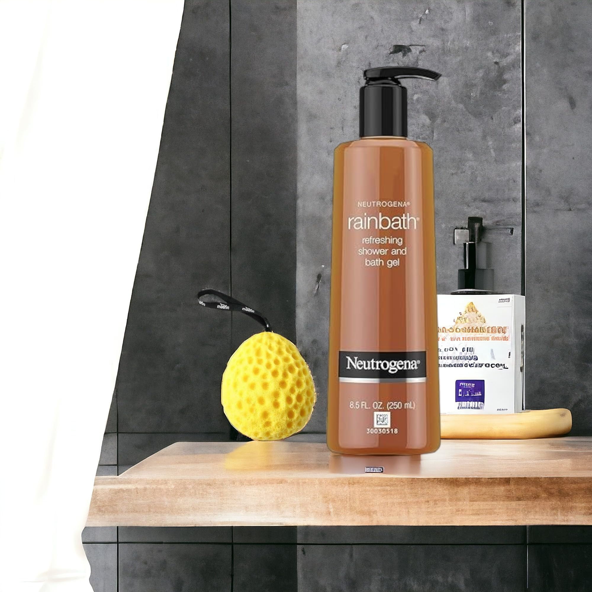 moofin Neutrogena Rainbath Shower Gel, 8.5 Oz Bath Sponge, Refreshing Moisturizing Shower Gel Body Cleanser, Fragrance Blend, Spa Experience, Conditions Skin, No Residue, Softens Skin[Pack of 4 C13