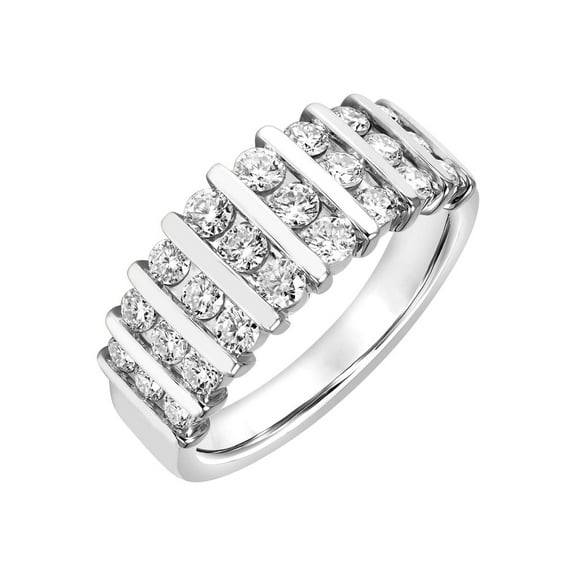 1 Carat DEW Moissanite Sterling Silver Vertical Row Anniversary Band