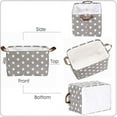 thumbnail image 7 of Sea Team Stylish Star Pattern Canvas Fabric Storage Basket Collapsible Geometric Design Storage Bin with Drawstring Cover and PU Leather Handles, 16.5 by 11.8 inches, Grey, 7 of 7