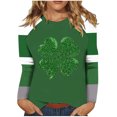 thumbnail image 2 of Cavosen Saint Patrick Day Cute Shirts for Women Long Sleeve Holiday Shamrock Green Print Tees Pullover Round Neck Festival Blouse Blessed Vacation Trendy Tops Dressy Tshirts L, 2 of 5