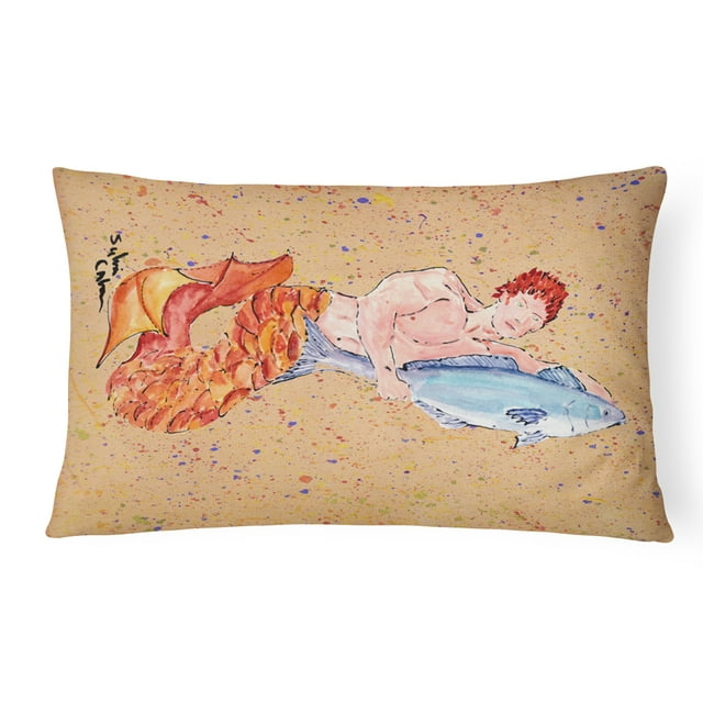 Carolines Treasures 8346PW1216 Merman Coussin Décoratif en Tissu Intérieur & Extérieur