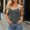 *Dark Gray, variant on ClodeEU Women's Contrast Trim Scoop Neck Sleeveless Ribbed Tank Top,Casual Slim Fit Athletic Camisole Army Green,Women's Plus L