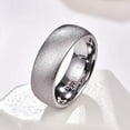 thumbnail image 4 of 8mm Silver Tungsten Rings for Men Women Dome Wedding Band Promise Ring with Sandblasted Finish Surface Comfort Fit Size 7-12, 4 of 5