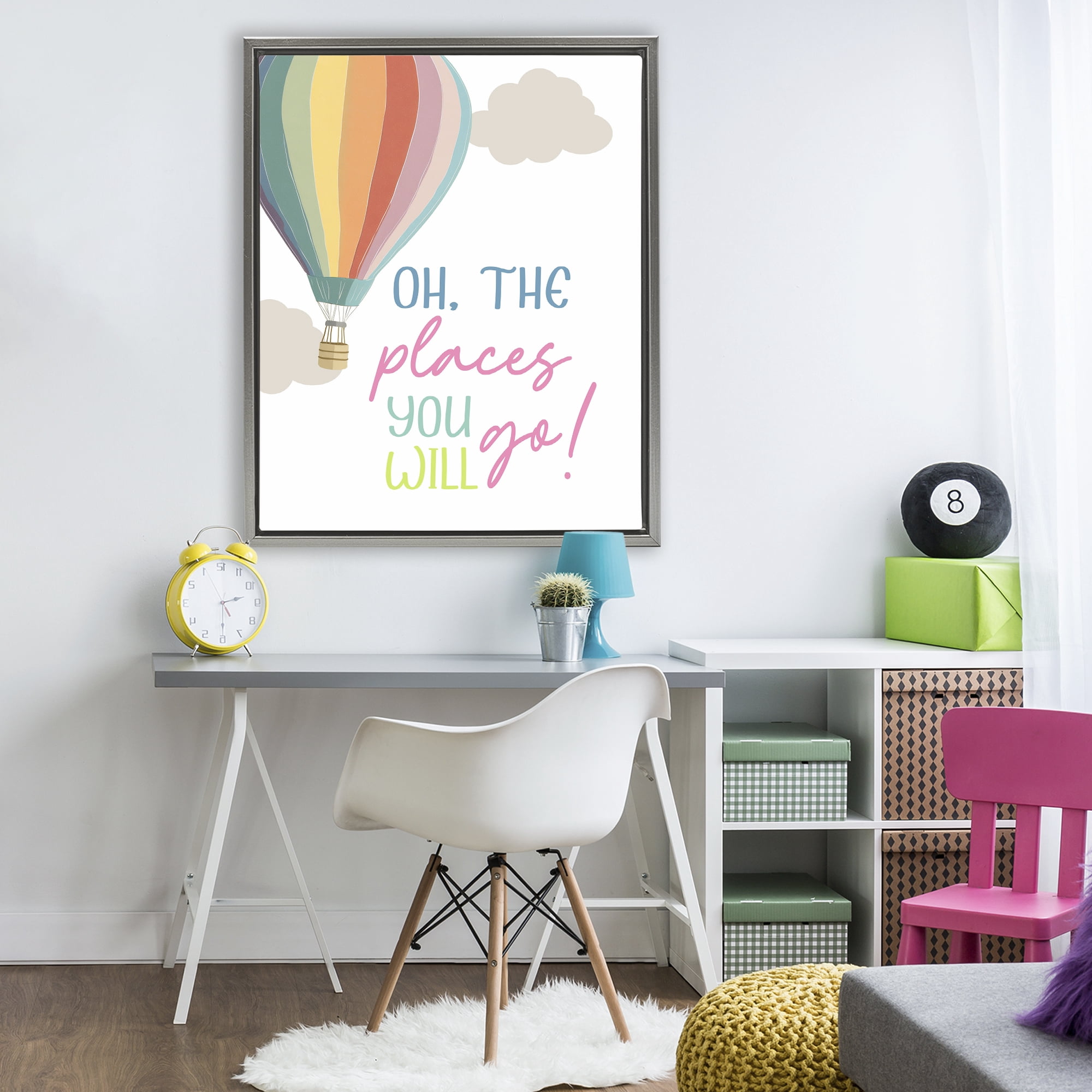Stupell Industries The Places You Will Go Gray Framed Floater Canvas Wall Art, design by Christine Simpson Art