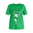 thumbnail image 5 of Betty Boop Women's St. Patrick's Day Graphic Tee with Short Sleeves, Sizes XXS-XXL, 5 of 5
