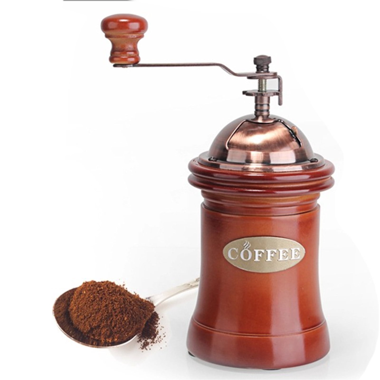 Manual Coffee Grinder Wood Vintage Hand Crank Coffee Mill with Adjustable Gear