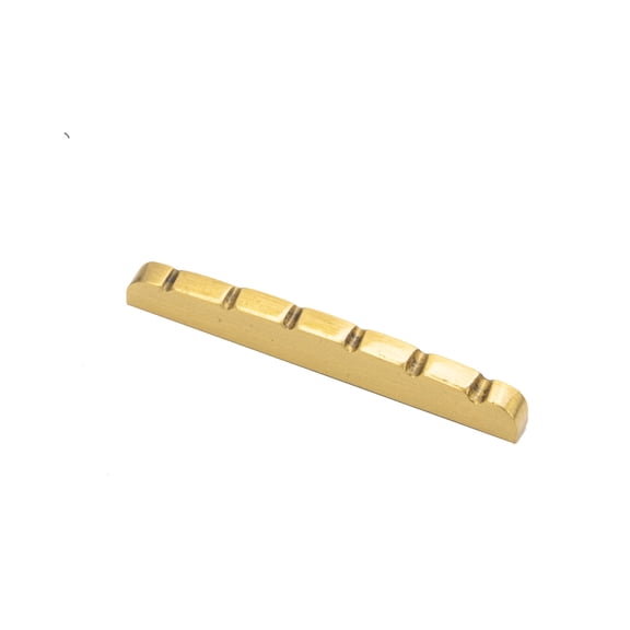 LOOKSEVEN 6-String Solid Brass Guitar Nut, Pre-Slotted Pure Brass Nut Replacement for ST/SQ Electric Guitars & Acoustic Guitars, Easy Install