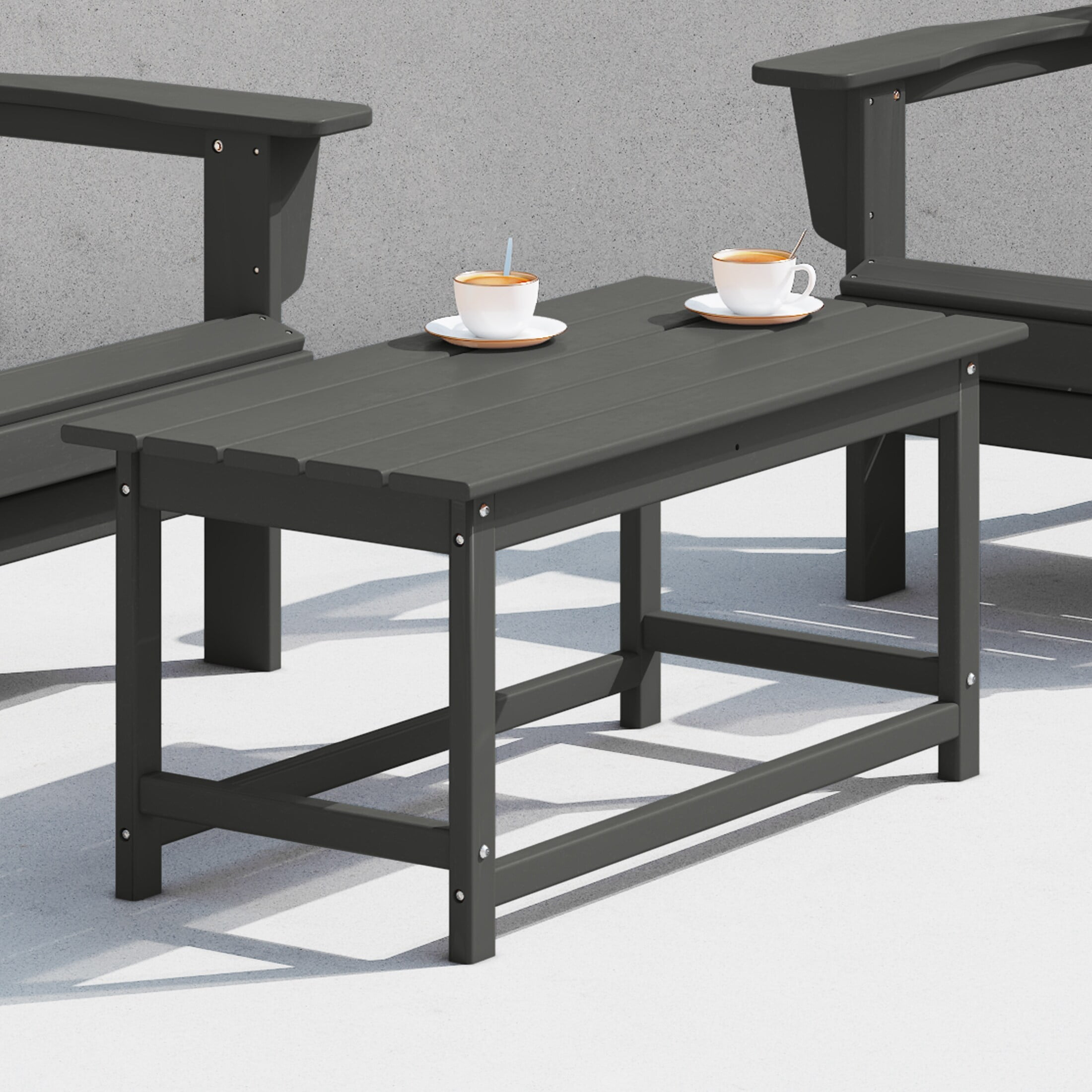Westin Outdoor 35" Inch Adirondack Coffee Table for Patio Backyard UV Weather Resistant HDPE Plastic, Gray
