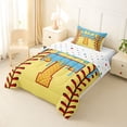thumbnail image 3 of Erosebridal Light Blue Dripping Baseball Stitch & Waffle Letter T Graphic Twin Comforter Sets 3-Piece, Alphabet Graphic Bedding Set for Boys And Girls Kids,Breathable Home Decor, 3 of 6