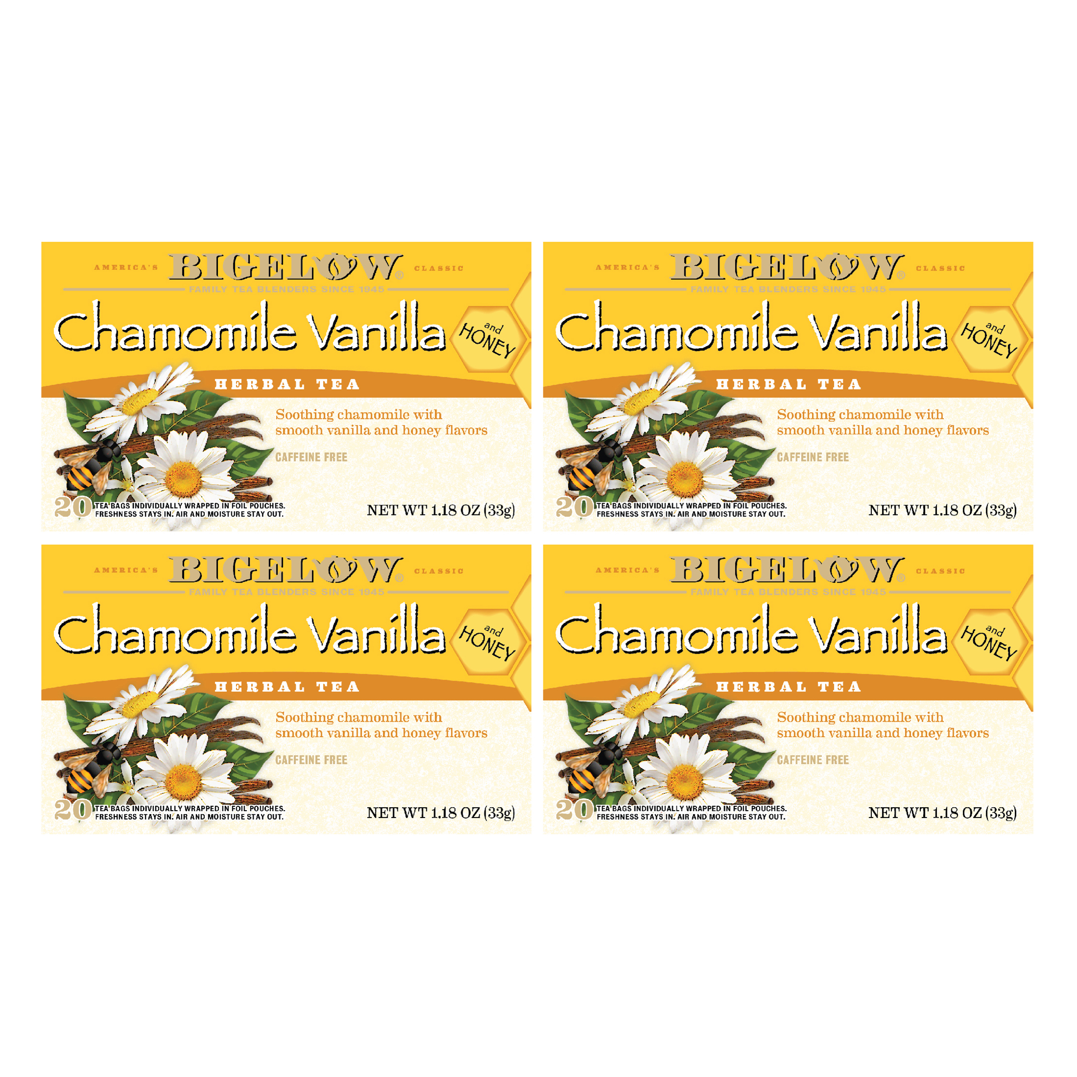 Bigelow Chamomile Vanilla Honey, CaffeineFree Herbal Tea Bags, 20