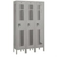thumbnail image 2 of 15" Wide Single Tier Vented Metal Locker - 3 Wide - 6 Feet High - 15 Inches Deep - Gray - Unassembled, 2 of 3