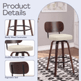 thumbnail image 5 of EHANCIS 26" Swivel Counter Height Bar Stools Set of 2, Boho Rattan Back Kitchen Island Chairs, PU Leather Upholstered Seat & Walnut Wood, Beige, 5 of 9
