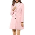 thumbnail image 6 of INSPIRE CHIC Women's Coat Solid Color Notched Lapel Single Breasted Winter Peacoat S Pink, 6 of 8