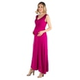 thumbnail image 2 of Maternity V Neck Empire Waist Belted Maxi Dress, 2 of 5